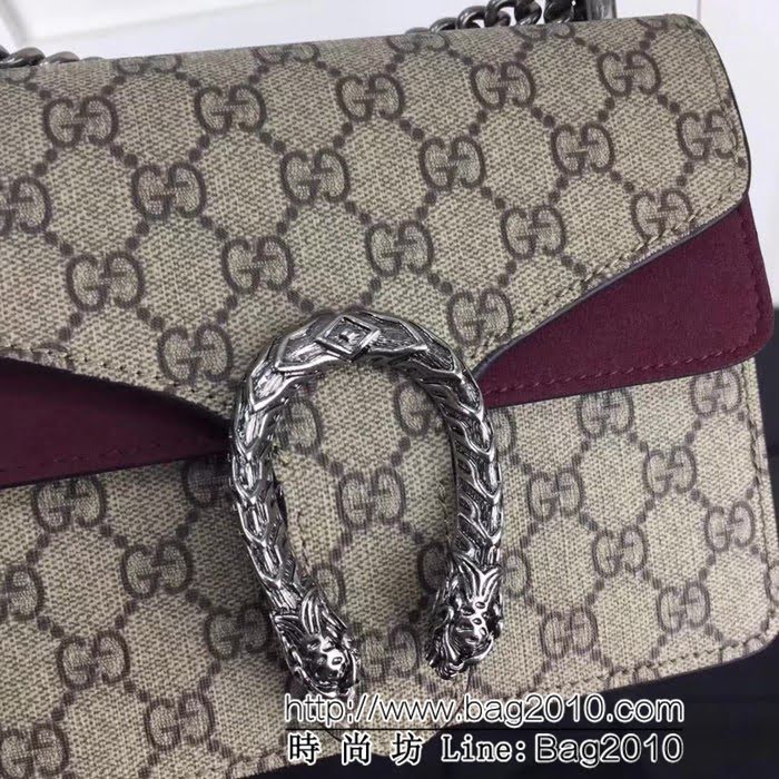 GUCCI古馳原單 新款專櫃品質原單貨實物實拍 421970啡pvc配棗紅單肩斜挎包 HY1034